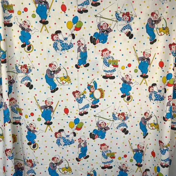 Vintage 80s Raggity Ann Flat Bed Sheet Textile Supply Upcycling Fabric - Picture 4 of 8